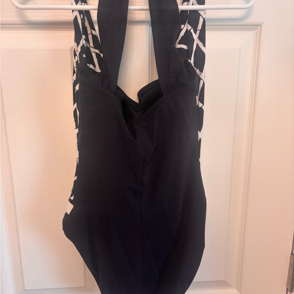 Blue Rod Beattie Navy & White Geometric One-Piece Swimsuit with Gold Accent - Picture 14 of 16
